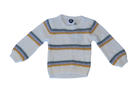 Eve Girl Jumper, White with green/lavender/mustard stripe, 4