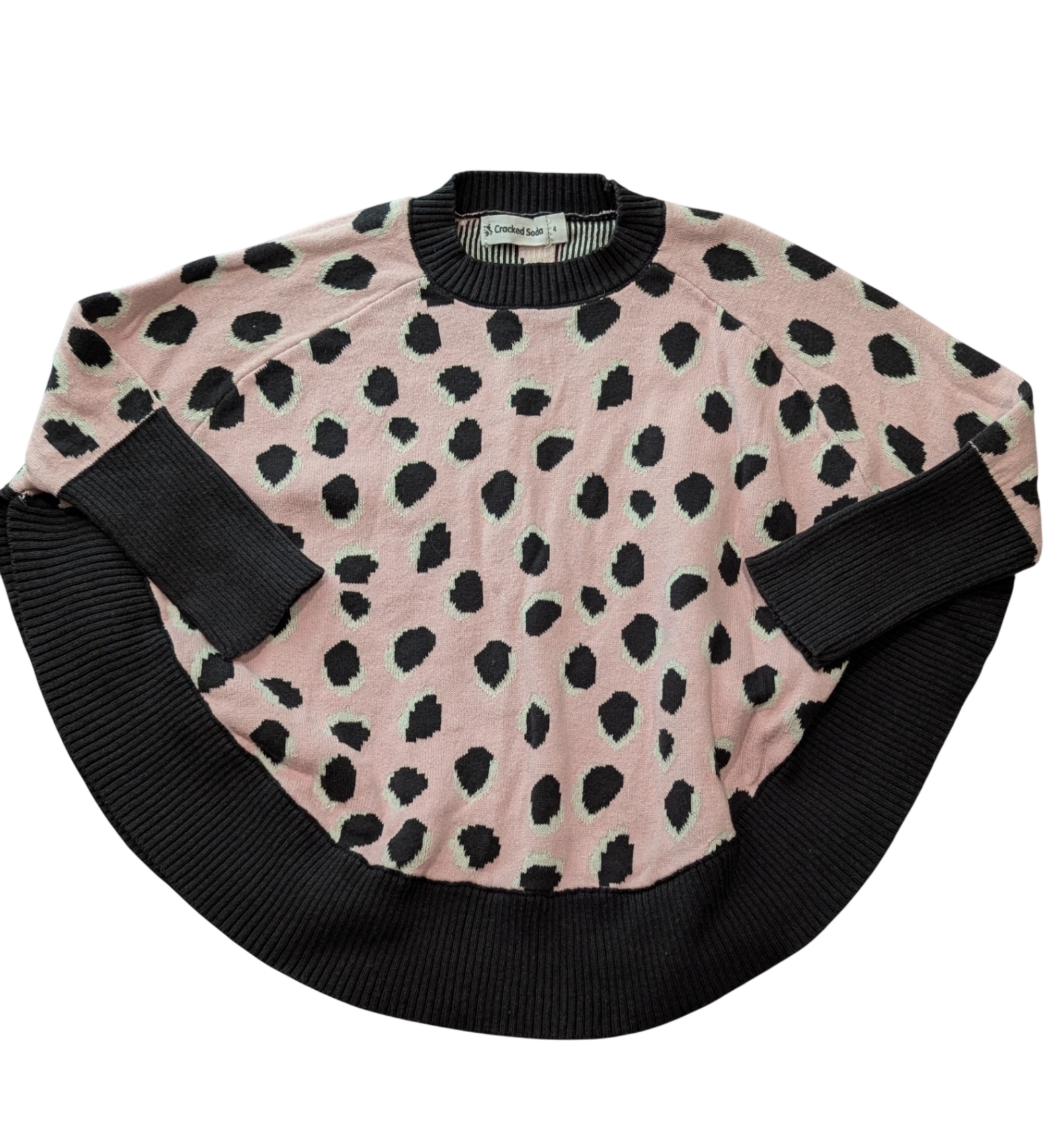 Cracked Soda Jumper, Pink/Charcoal/White, 4