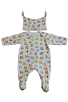 Cath Kids Jumpsuit Set, White with multicolour alphabet print, 000