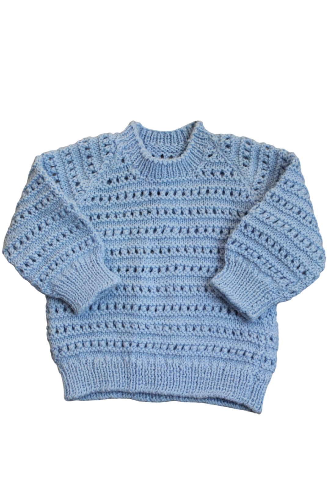 Handknit Knit Jumper, Light Blue, 0000