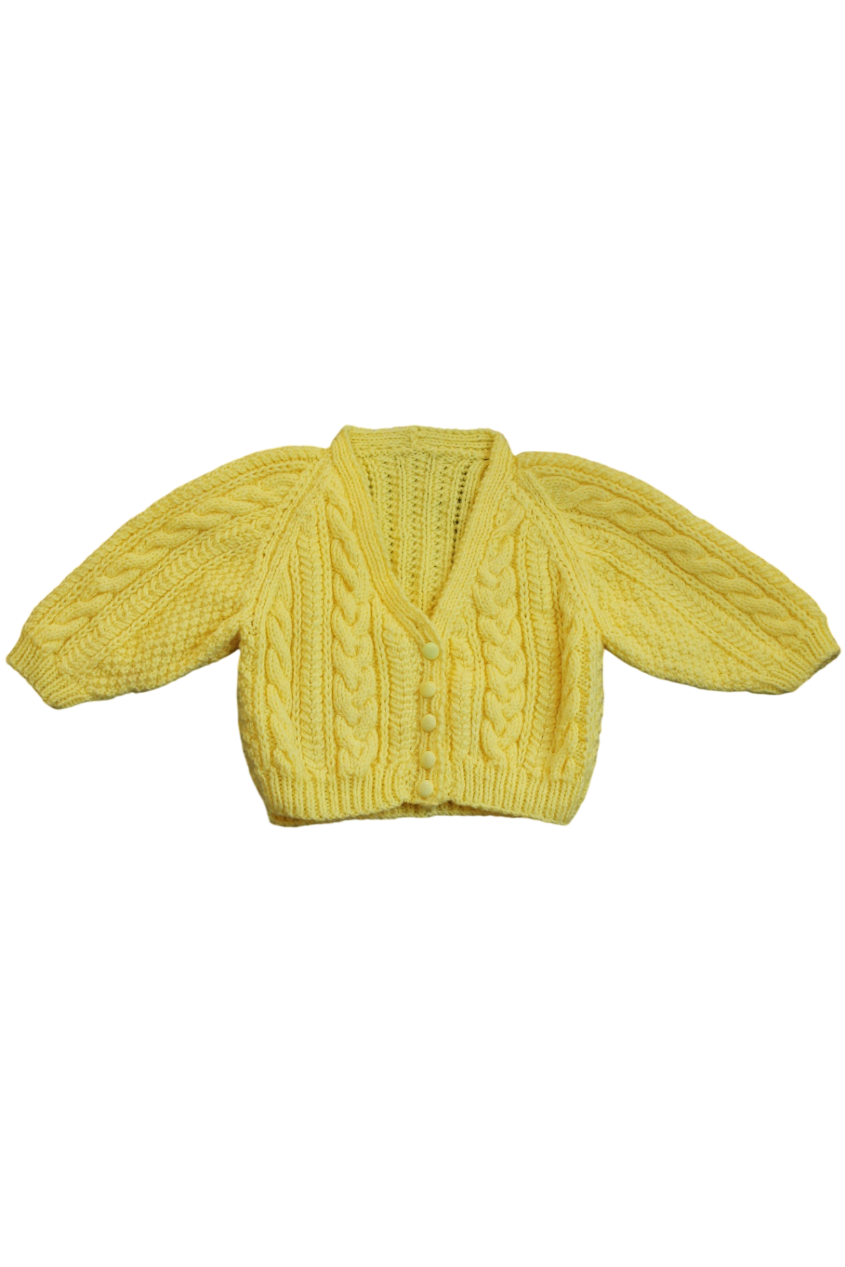 Handknit Cardigan, Yellow, 1