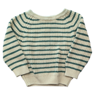 Nature Baby Knit Jumper, Cream and Green Stripe, 2