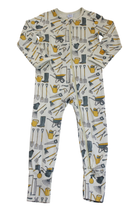 Save Our Sleep Jumpsuit, Cream with yellow and grey print, 2