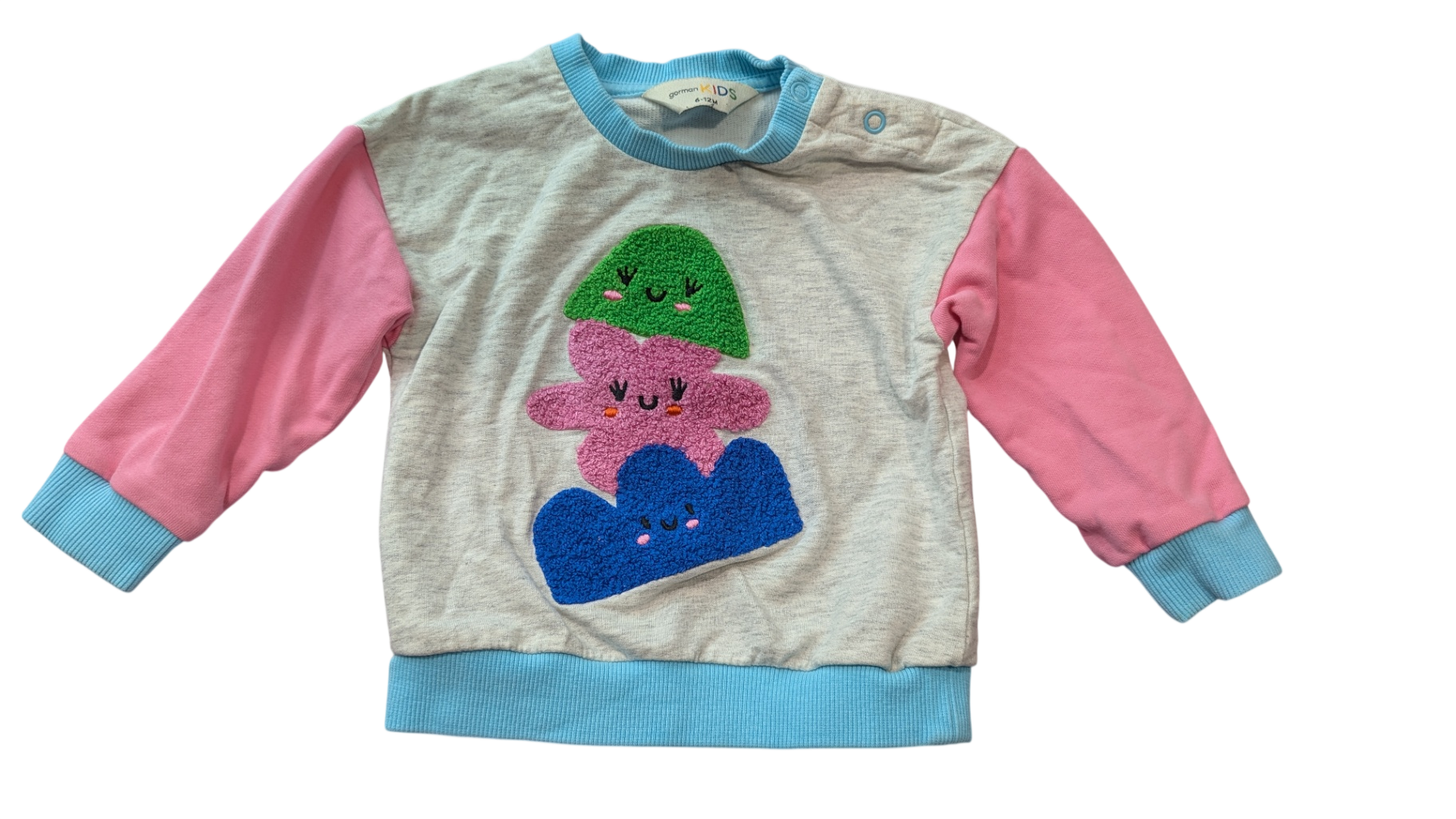 Gorman Kids Jumper, Grey with pink and blue, 6-12m