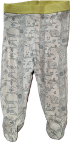 Wilson & Frenchy Footed Leggings, white/sage print/fluro waistband, 000