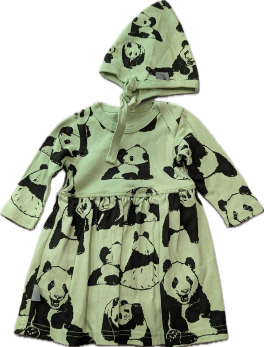 Fauna Kids Dress + bonnet, Mint/pandas, 00
