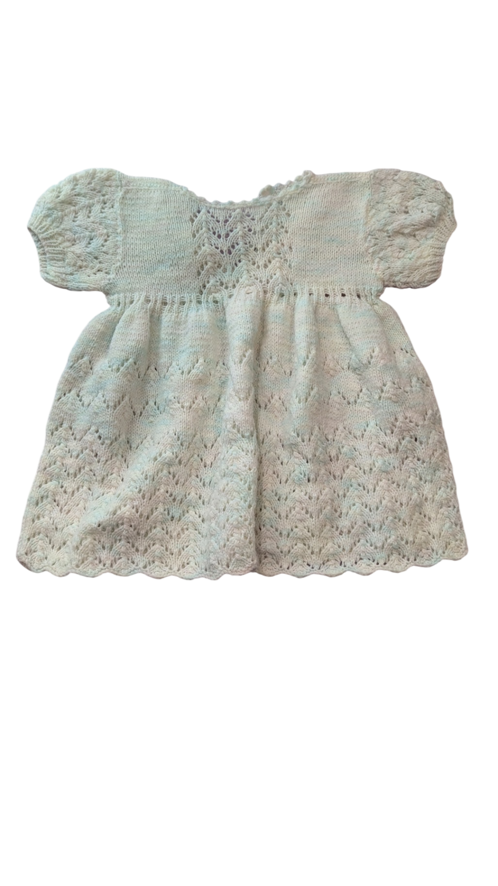 Handknit Dress, Cream/mint, 000