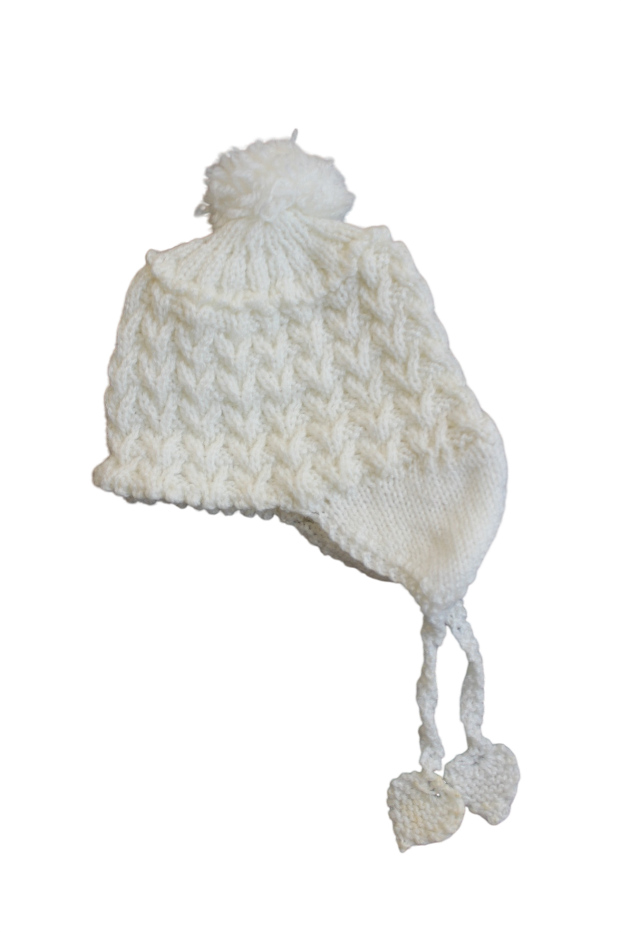 Handknit Baby Hat, White, 0000-000