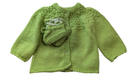Handknit Cardigan + Booties, Green, 000?