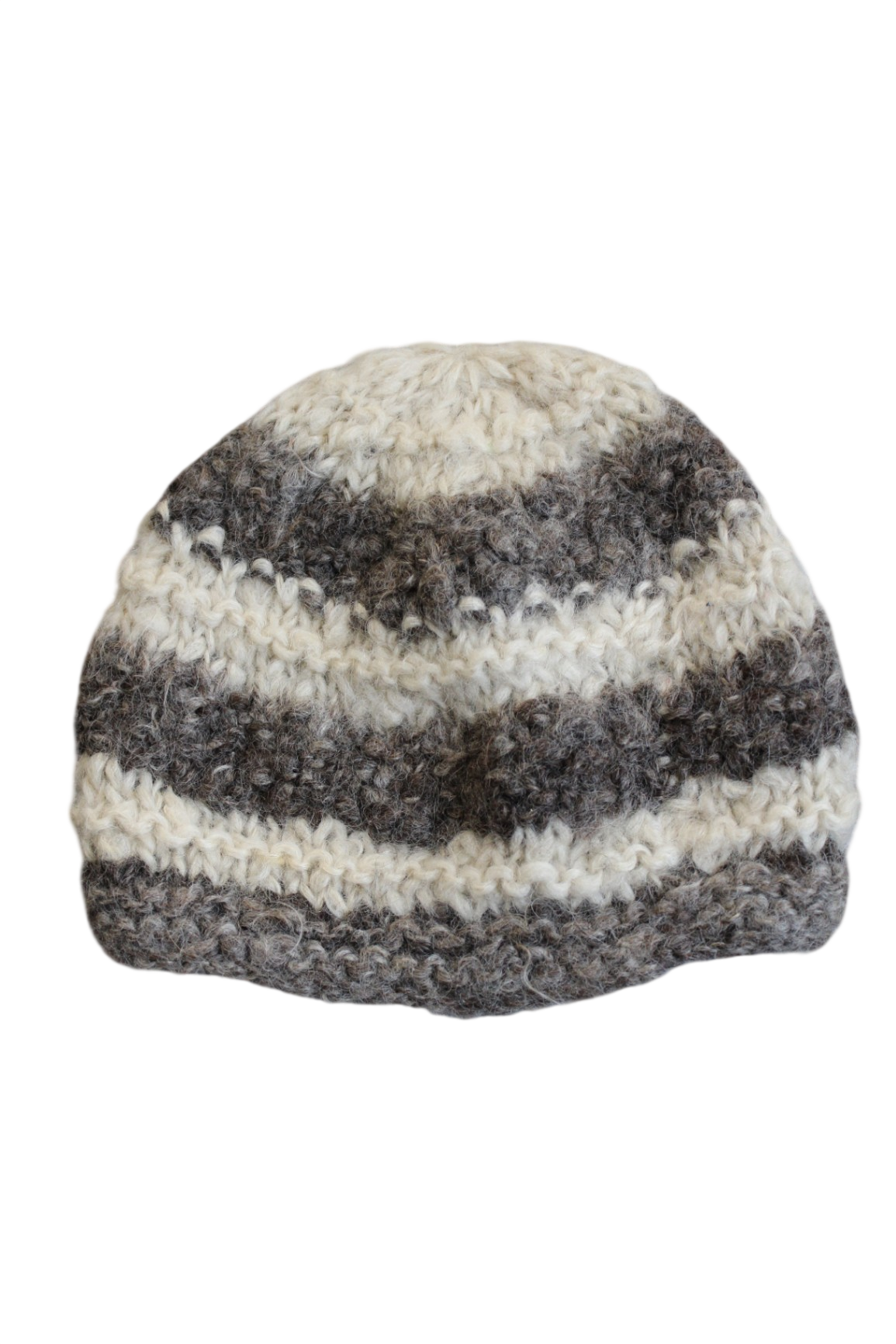Handknit Beanie, brown/cream, One Size