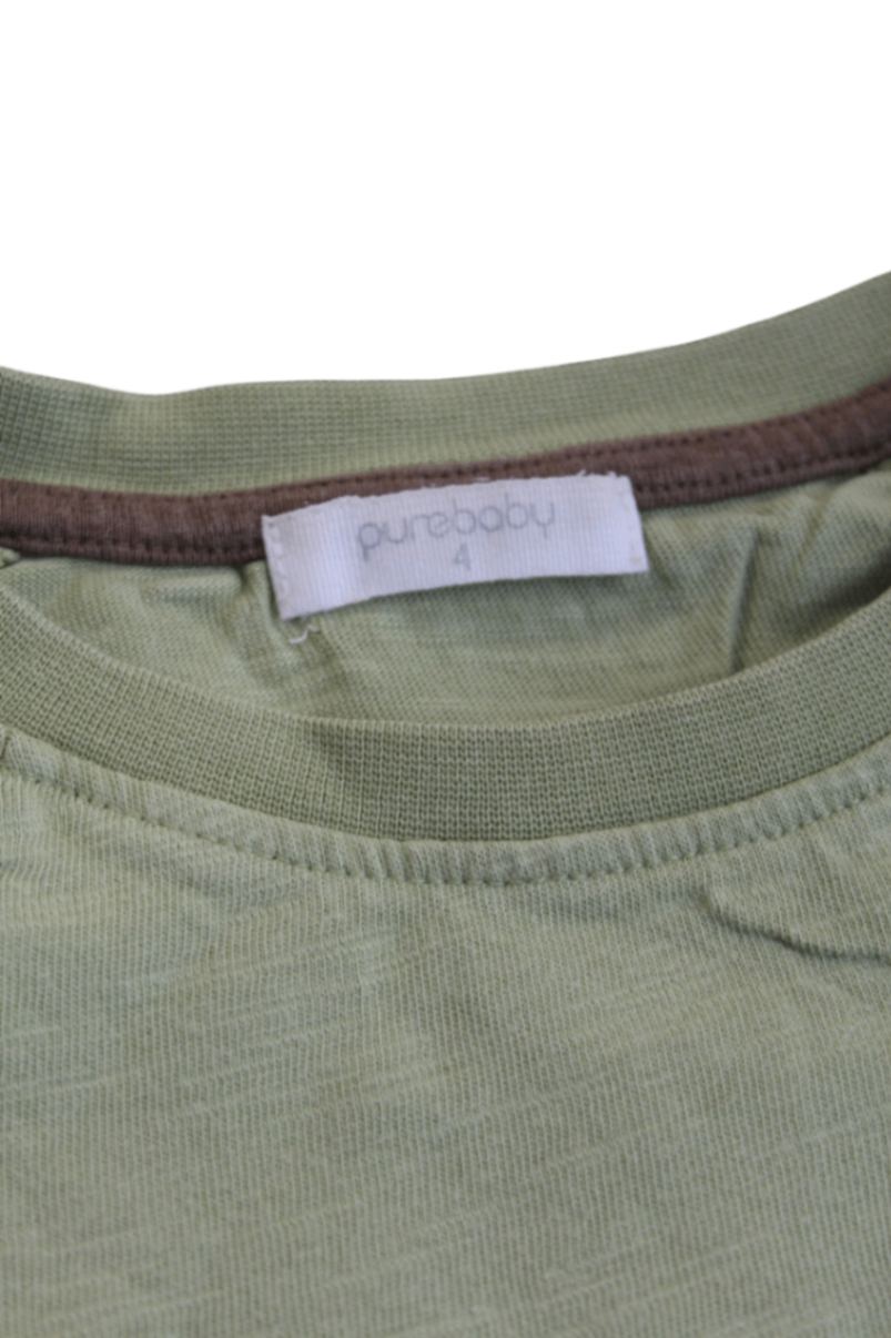 Purebaby Long-Sleeve T-Shirt, Green, 4
