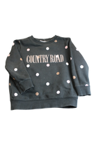 Country Road Jumper, Black with pink and beige polka dots, 3-4
