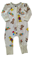 Bonds x Playschool Jumpsuit, Cream/Play school print, 0000