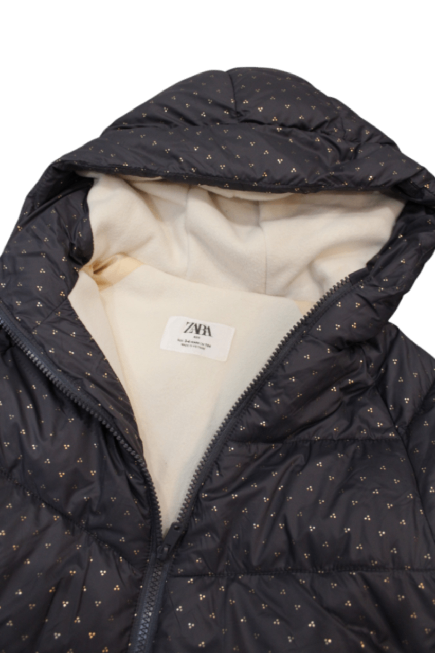 Zara Puffer Jacket, Dark Grey, 3-4