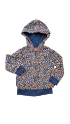 M&S Hoodie, Navy Blue w Multi Floral, 2-3Y