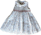 Meleze Dress, White with pink and blue floral print, 18m