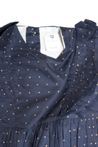 Korango Dress, Navy blue with gold polka dots, 2