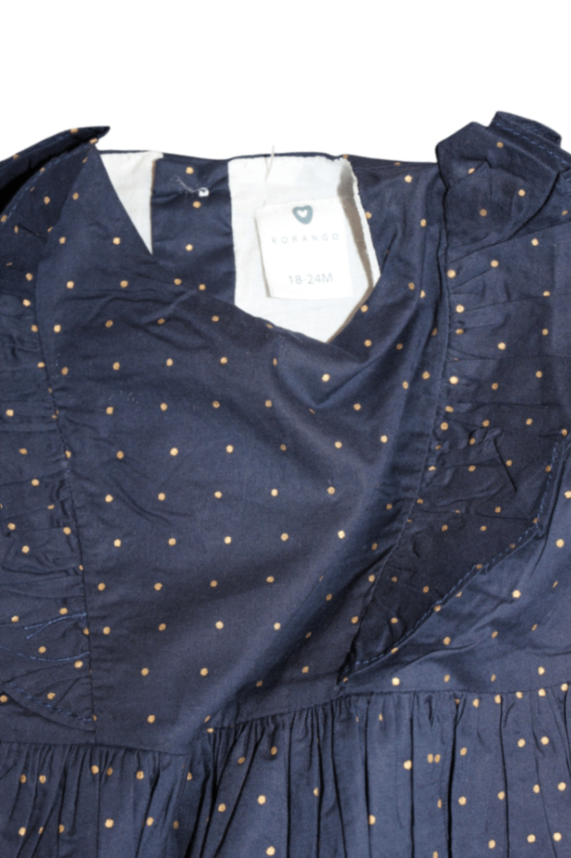 Korango Dress, Navy blue with gold polka dots, 2