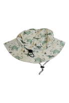 Acorn Hat, Cream with green and beige dinosaur print, 3-5