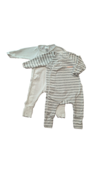 Bonds Jumpsuit Set, White Grey Stripes, 0000