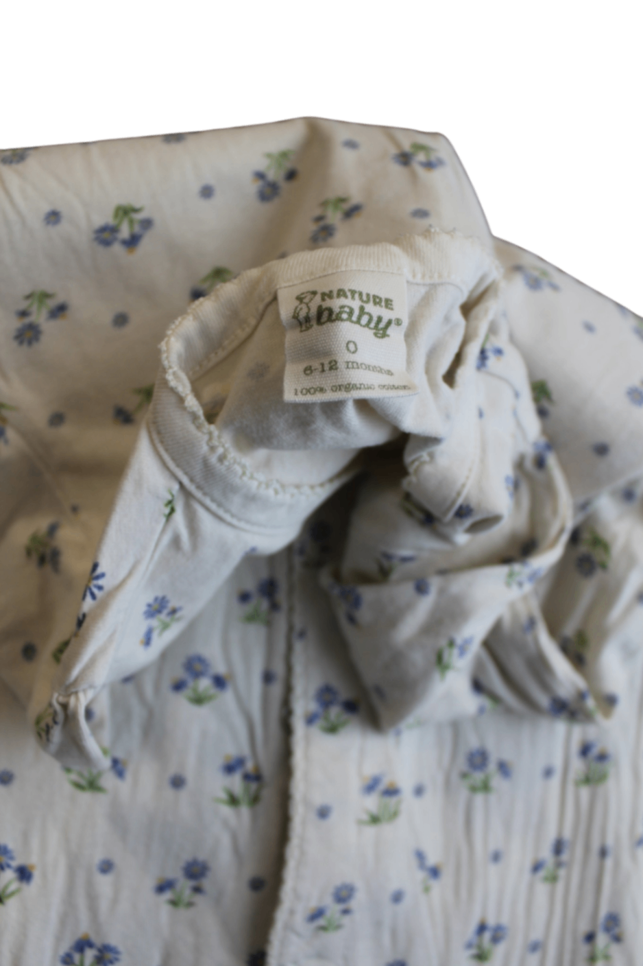 Nature Baby Boilersuit, Cream with blue floral print, 0