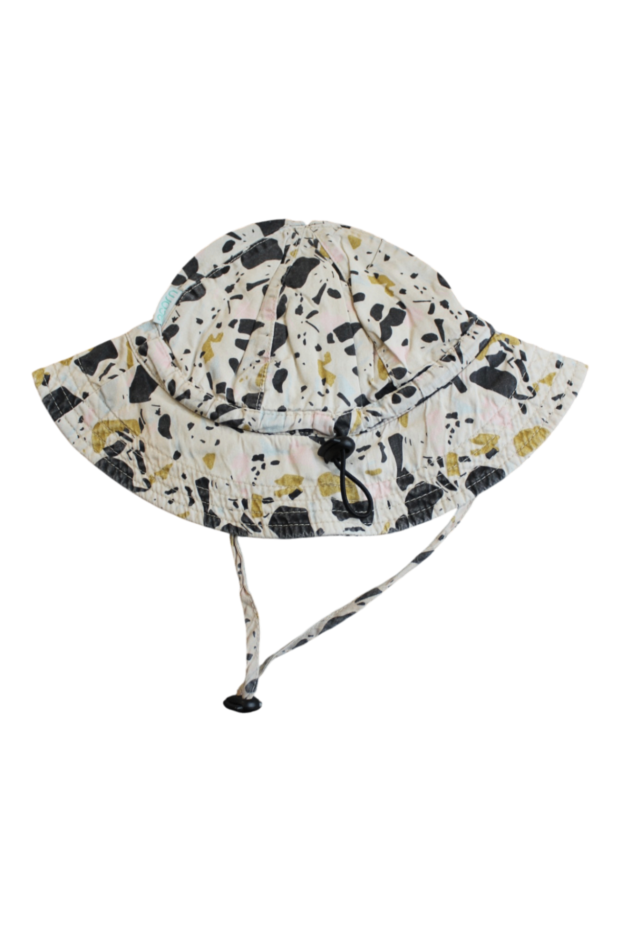 Acorn Hat, Cream with black and mustard print, 9-18m