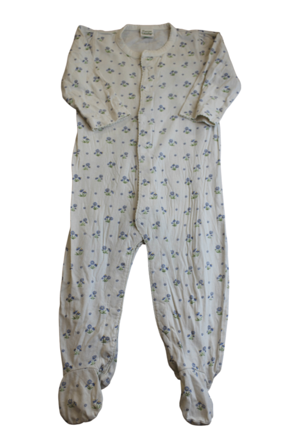 Nature Baby Boilersuit, Cream with blue floral print, 0