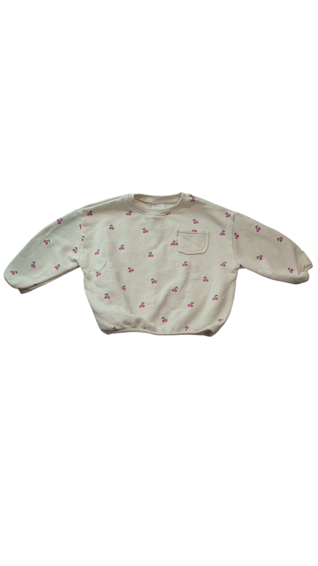 Zara Jumper, Cream w Cherry Prints, 2-3Y