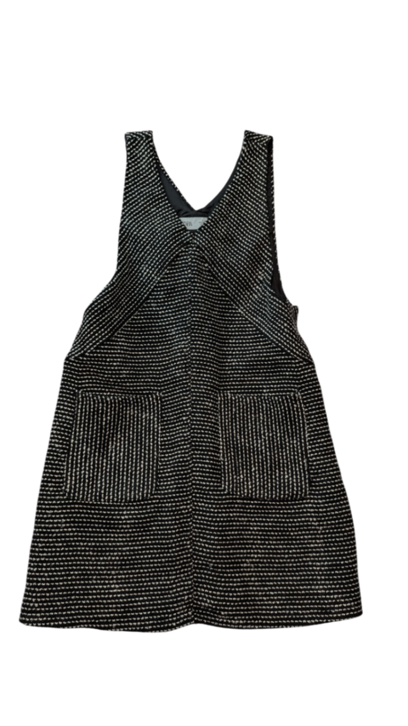 Zara Dress, Black w White Stripes, 13-14Y