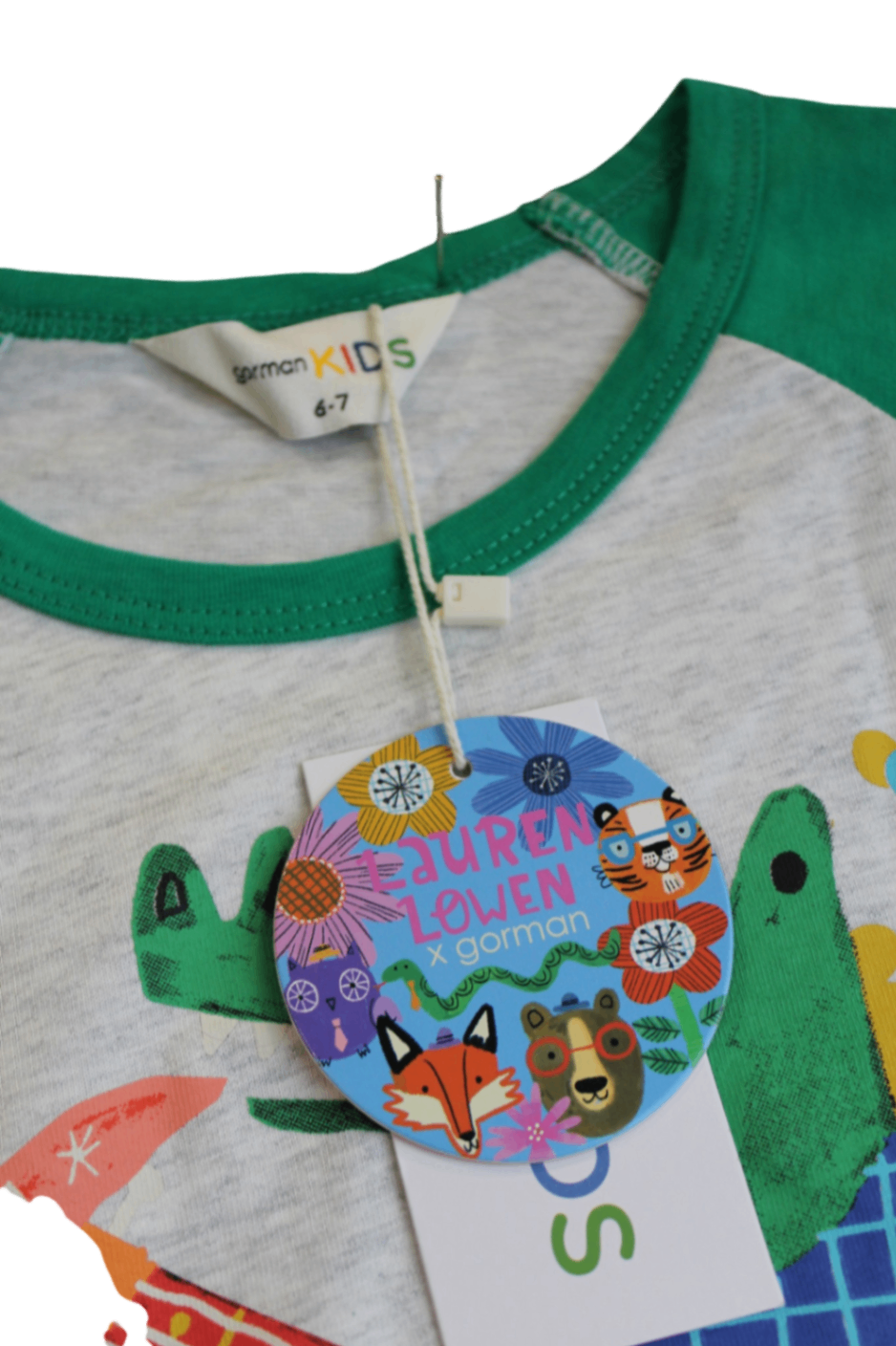 Lauren Zowen x Gorman T-Shirt, Green and grey, 6-7