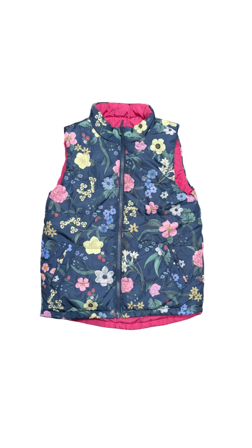 Target Puffer Vest, Navy w Multi Floral, 7