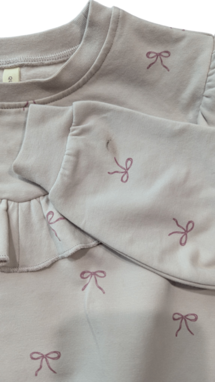 Quincy Mae Jumper, Dusty Pink w Bow Prints, 02-3Y