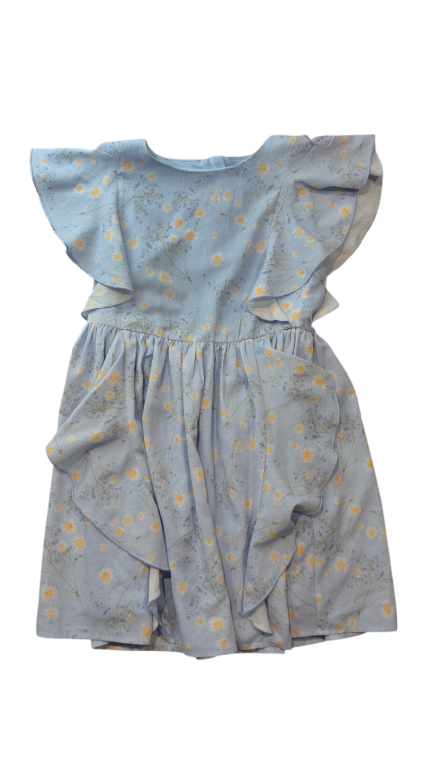Origami Dress, Light Blue w Daisies, 12