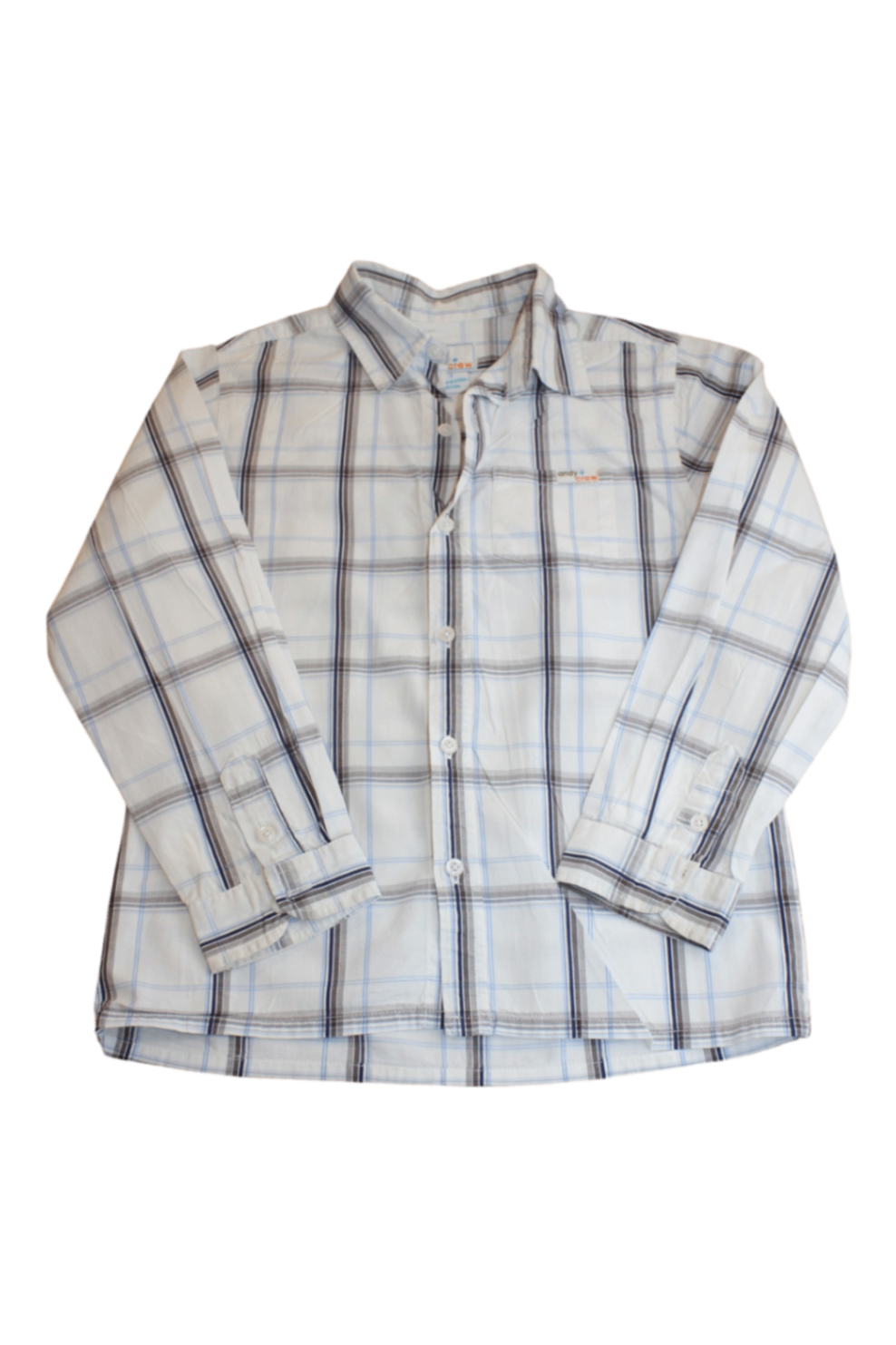 Andy + Crew Shirt, White with blue and grey plaid, 7