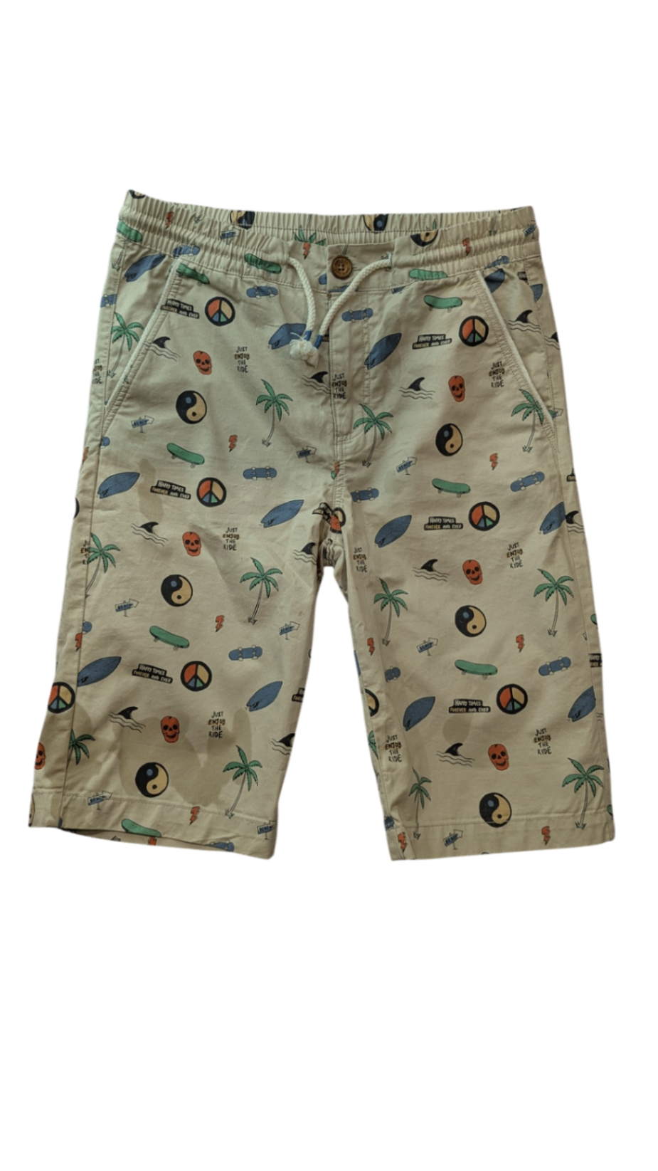 Zara Shorts, Beige with multicolour print, 10