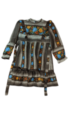 Vintage/Handmade Dress, Brown with multicolour floral print, 7-8