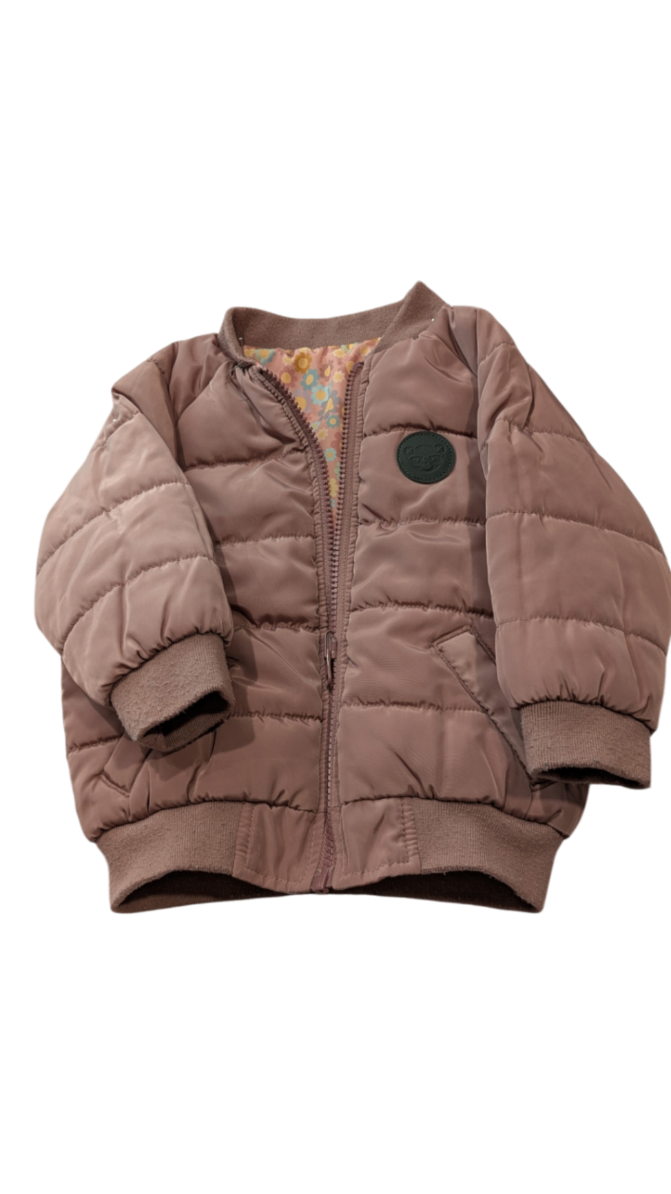 HUXBABY Puffer Jacket, Pink, mauve and brown, 1