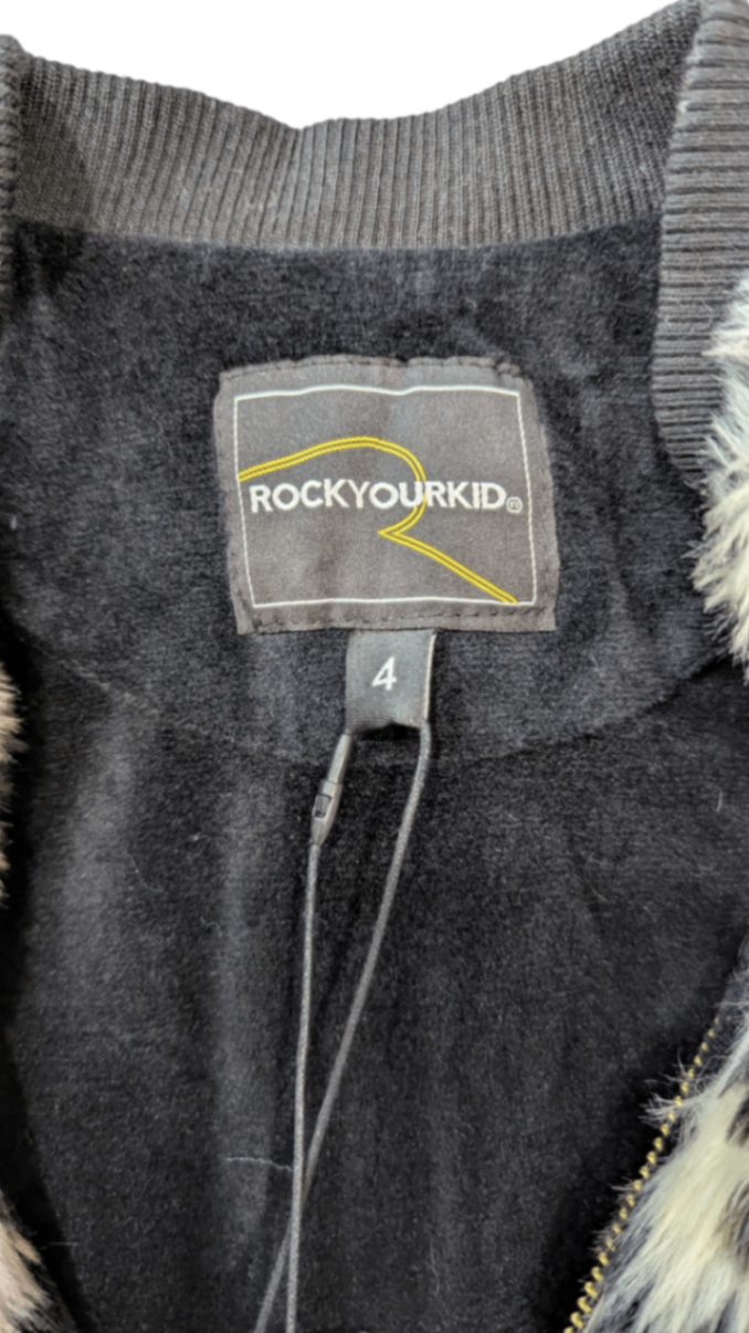 Rock Your Kid Jacket, Beige and Black Leopard Print, 4