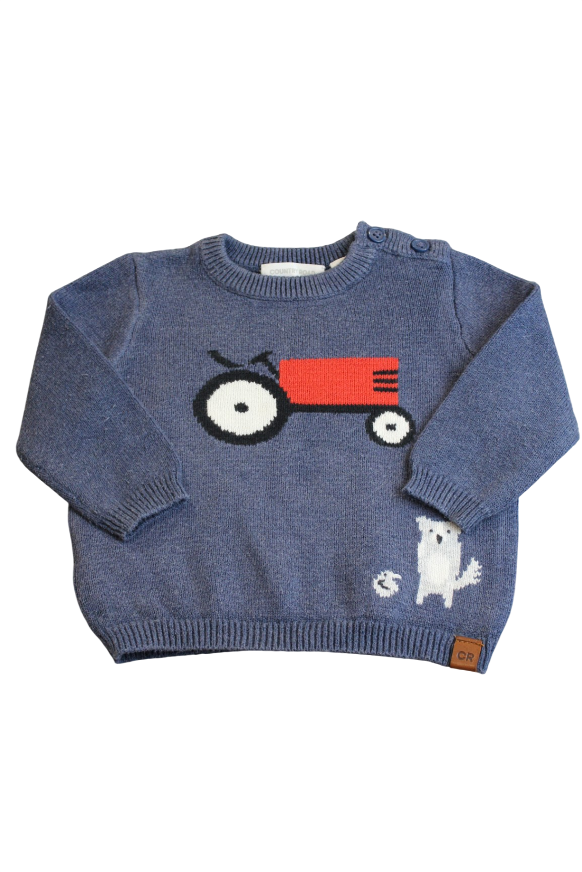 Country Road Jumper, Blue with tractor, 00 (labelled 0)