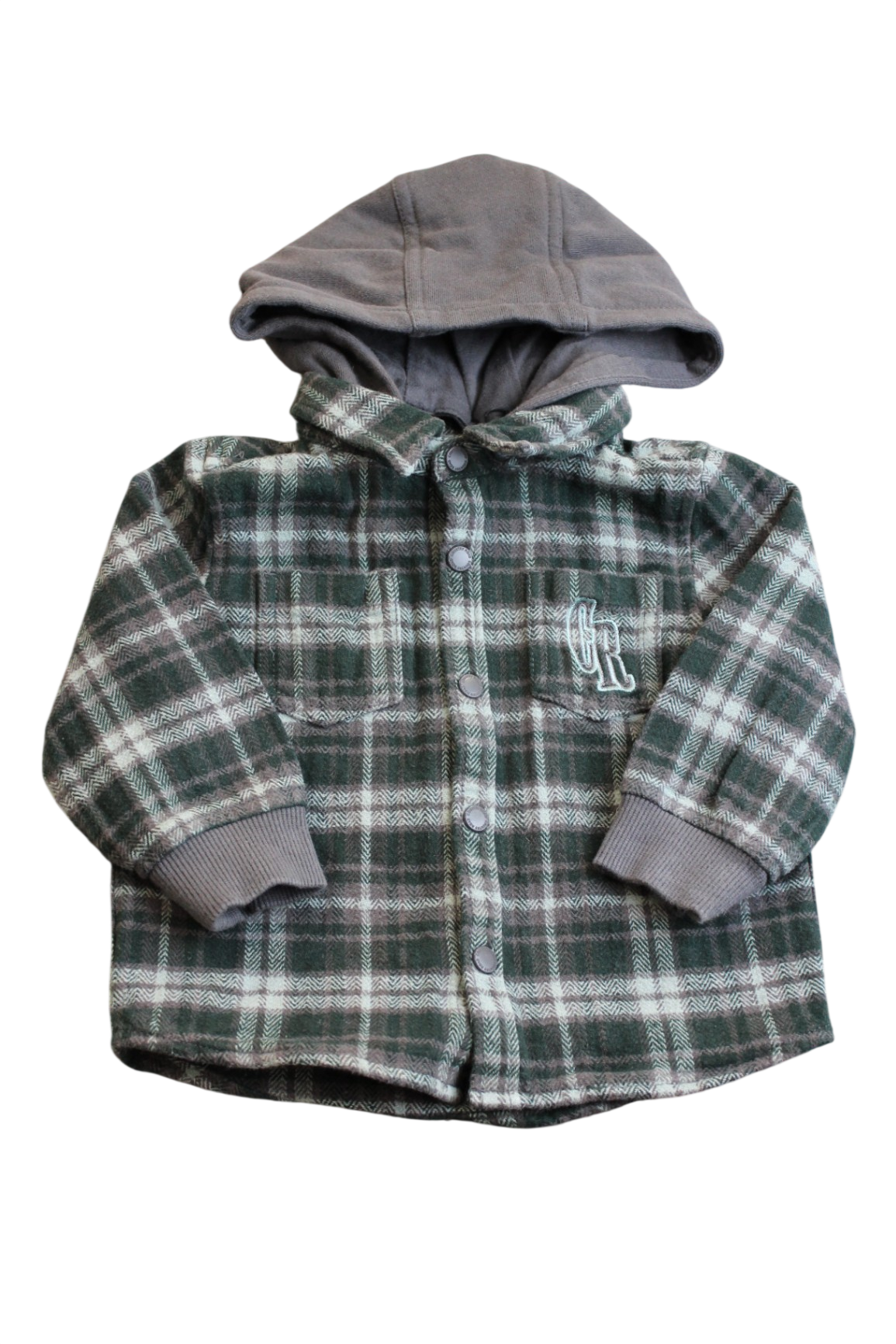 Country Road Hooded Shirt, Green and grey, 1