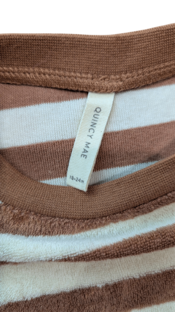 Quincy Mae T-Shirt, Brown and cream, 2