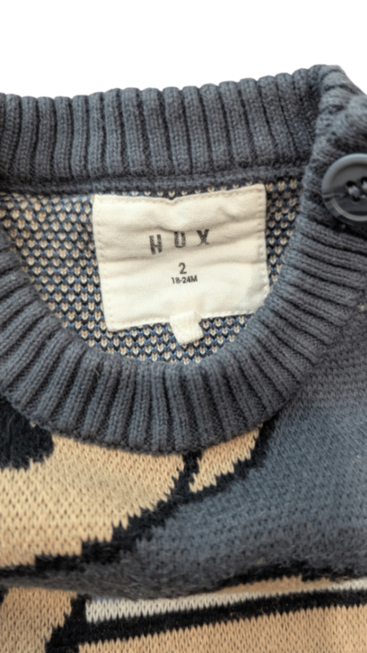 HUX Jumper, Dark Grey and Beige, 2