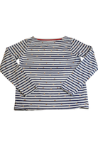 Mini Boden Long-Sleeve Top, White, navy with bronze spots, 11