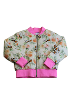 Bella & Lace Bomber Jacket, Pink and cream floral, 2