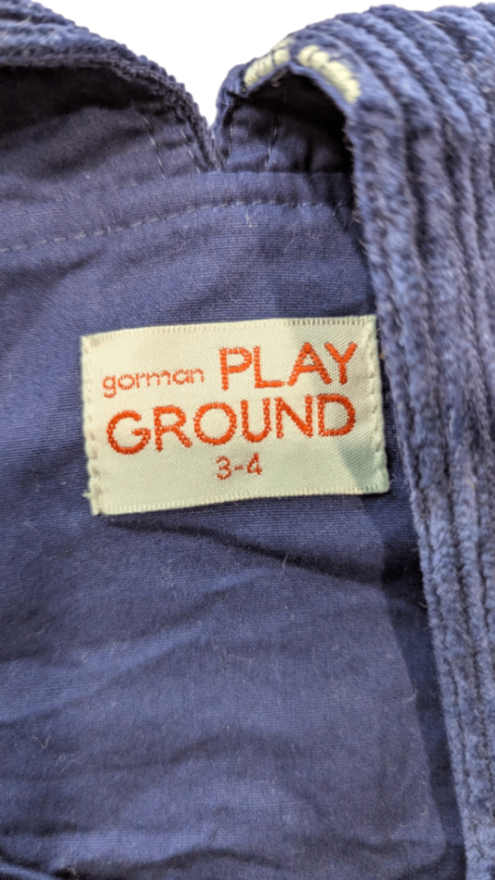 Gorman Playground Dress, Navy blue with red and white floral print, 3-4