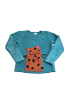 Hanna Andersson Jumper, Teal with cat, 7