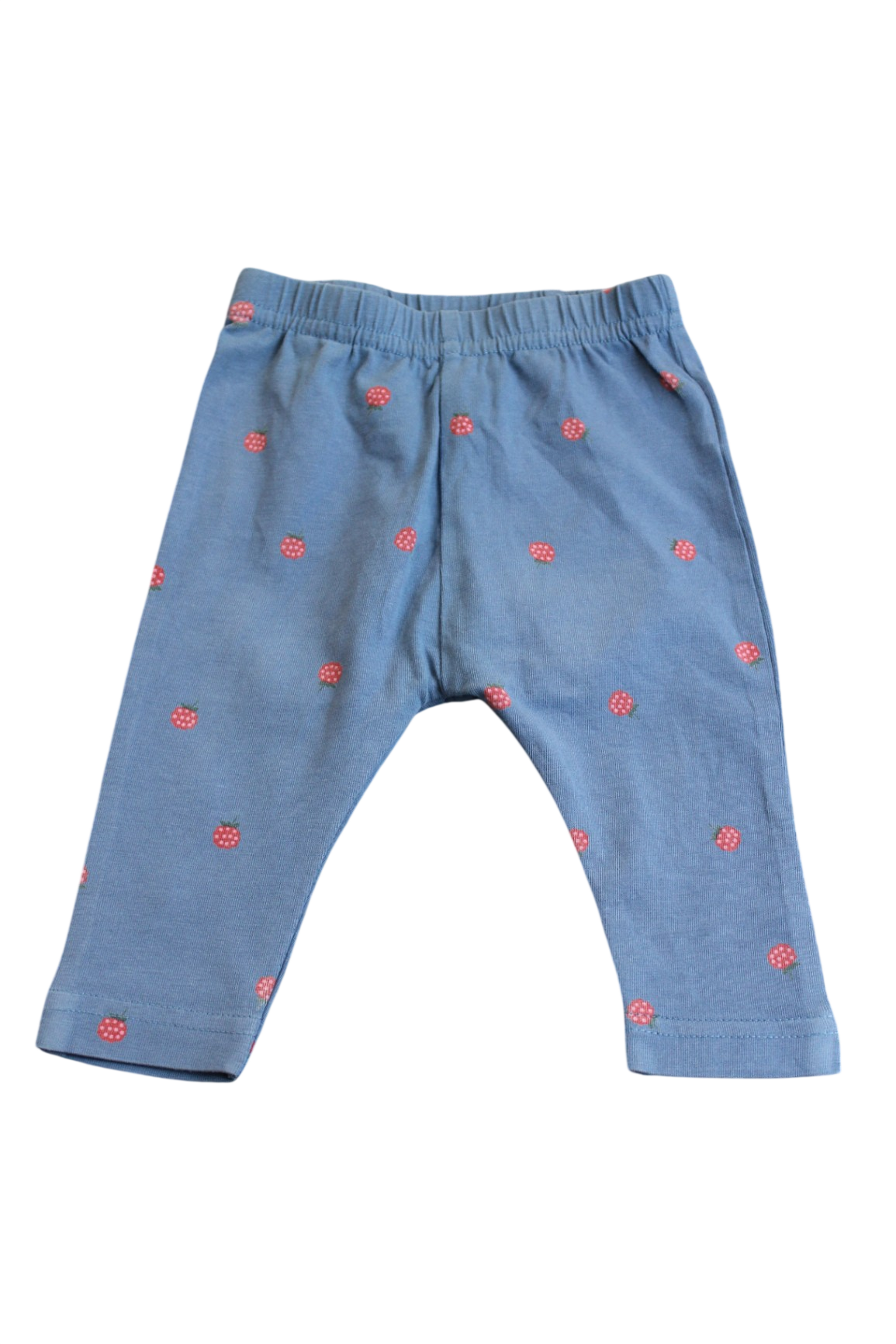 Nature Baby Leggings, Blue with strawberries, 000