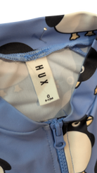 HUXBABY Sunsuit, Blue with black and white print, 0