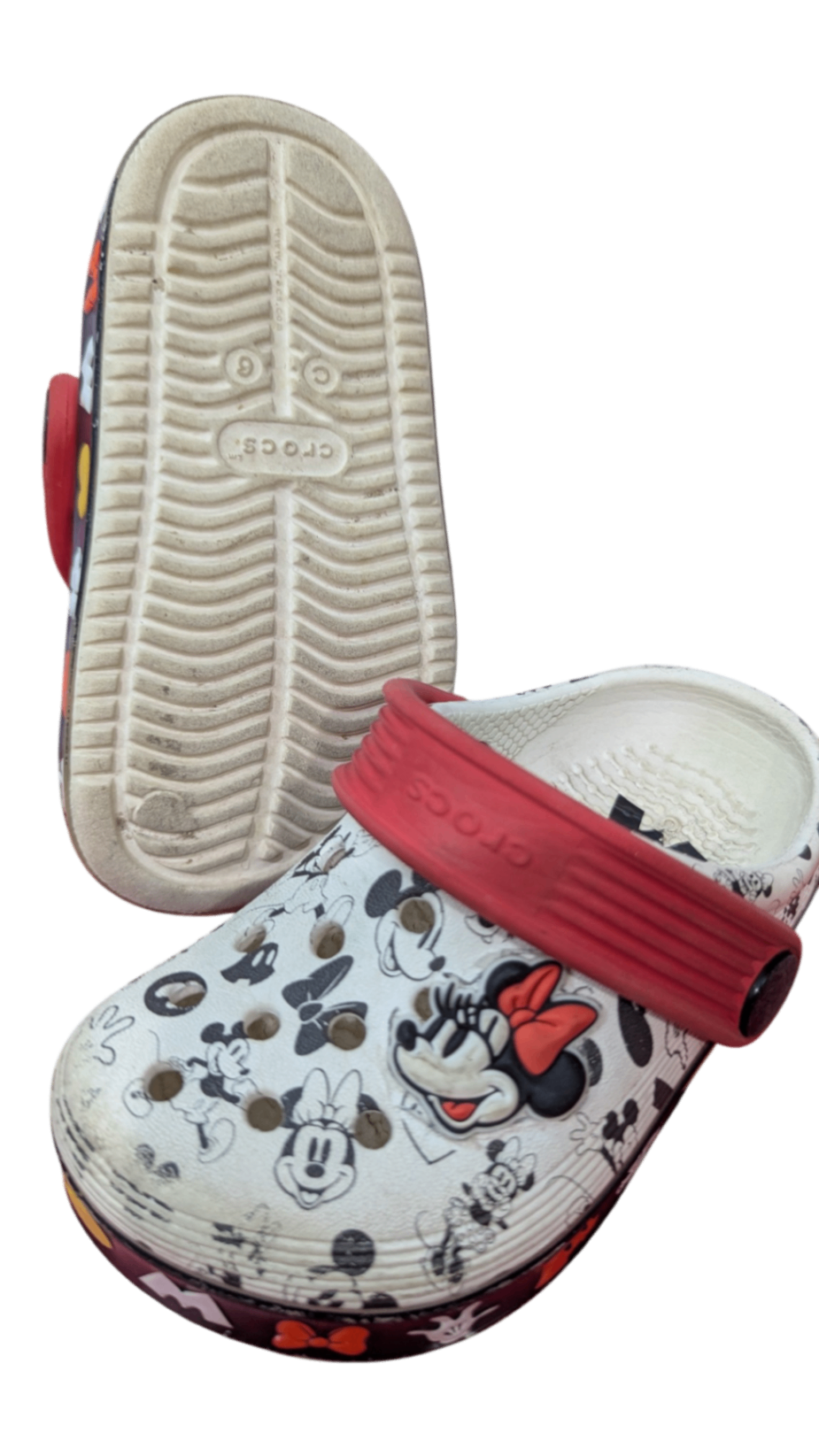 Crocs Clogs, White, Black and Red, US 6/EUR 22