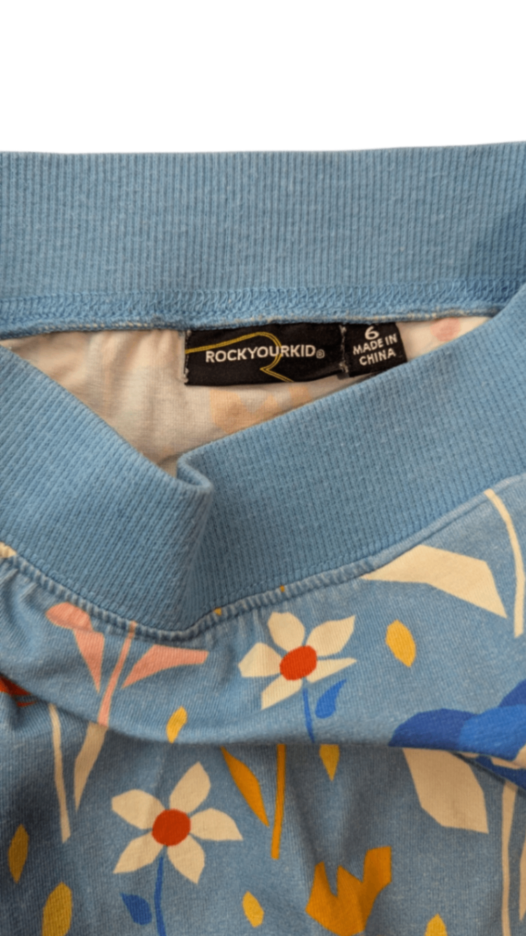 Rock Your Kid Pants, Blue with multicolour floral print, 6